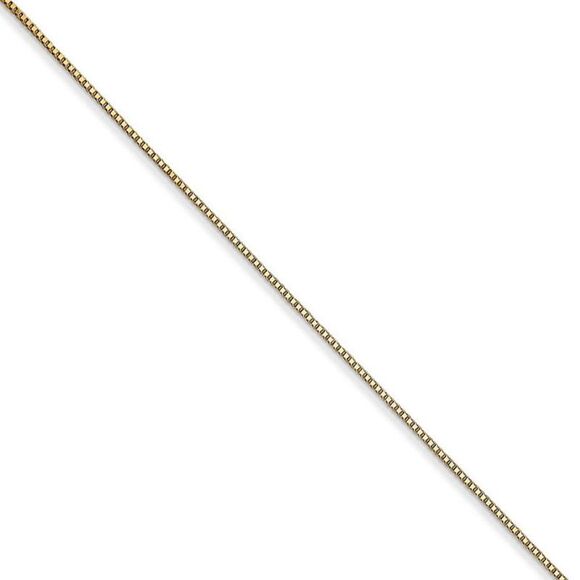 0.5mm, 14k Yellow Gold, Solid Box Chain Necklace, 26 Inch - Picture 1 of 7